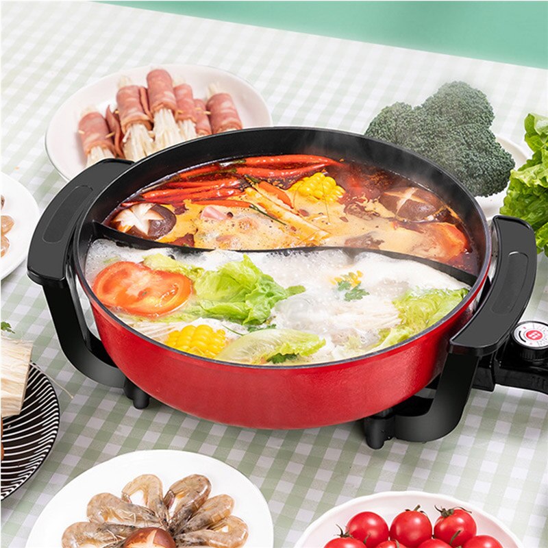 Marmite électrique double soupe Shabu, ustensiles de cuisine d&#39;intérieur sans fumée, cuisinières à Induction antiadhésives 6L, 1300W 220V