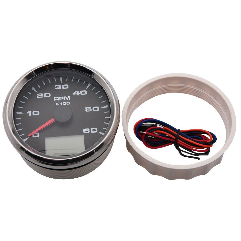 85mm Boat Tachometer with LCD Hourmeter 6000 RPM Tachometer for Diesel Gasoline Engine Marine Car Tacho Meter 7 Color Backlight