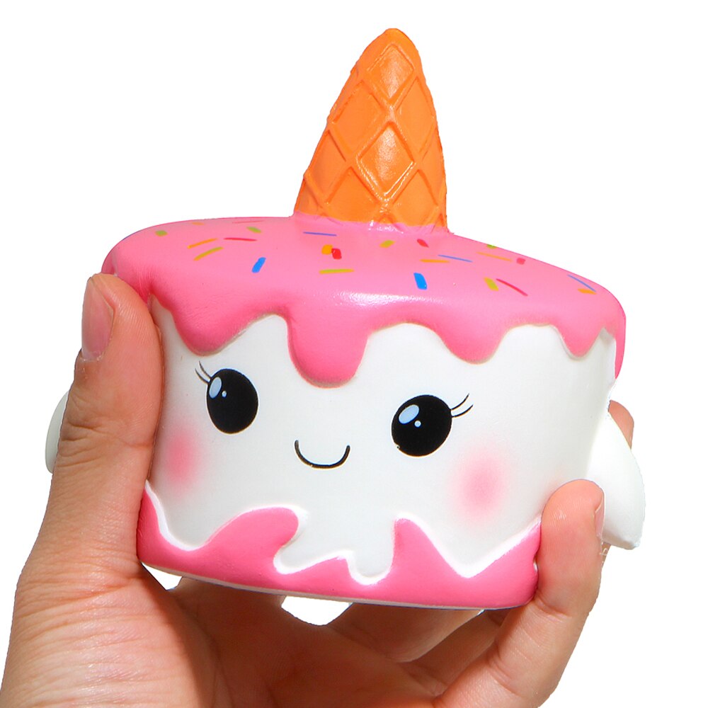 Coloful jumbo pink enhjørning smiley kage klem legetøj squishy langsomt stigende antistress legetøj stress relief legetøj til børn drenge piger