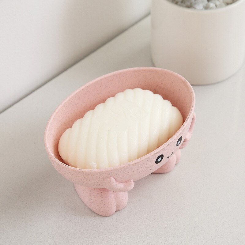 Porte-savon boîte à savon paille de blé salle de bain douche fournitures drainant outil cuisine dessin animé forme antidérapant