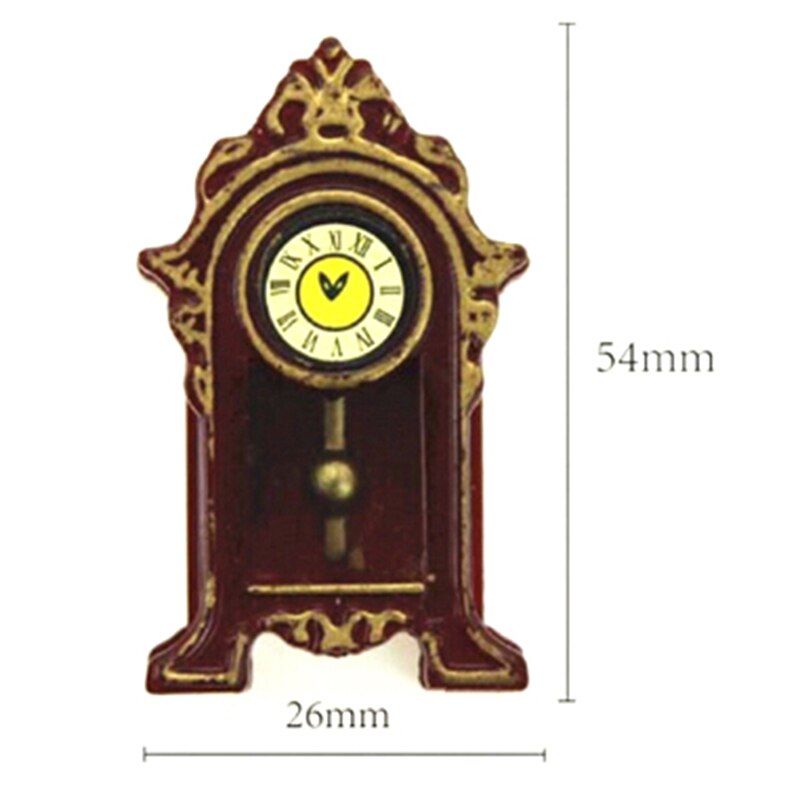 1:12 Mini Wooden Dollhouse Miniature Accessories Pendulum Clock Simulation Furniture Model Toys for Doll House Decoration