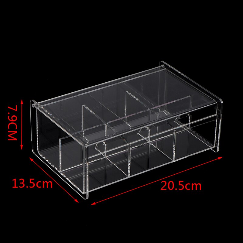 Clear Acrylic 6 Compartment Tea Bag Storage Box With Lid Teaware Organizer Bins: Default Title