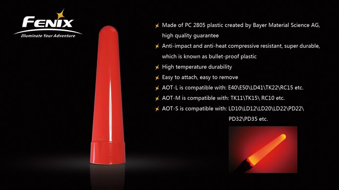 Fenix AOT-01 AOT-S AOT-M AOT-L Zaklamp Rode Traffic Wand Cap Tip Signaal Lamp Voor LD12 PD32 PD35 TK15 K22