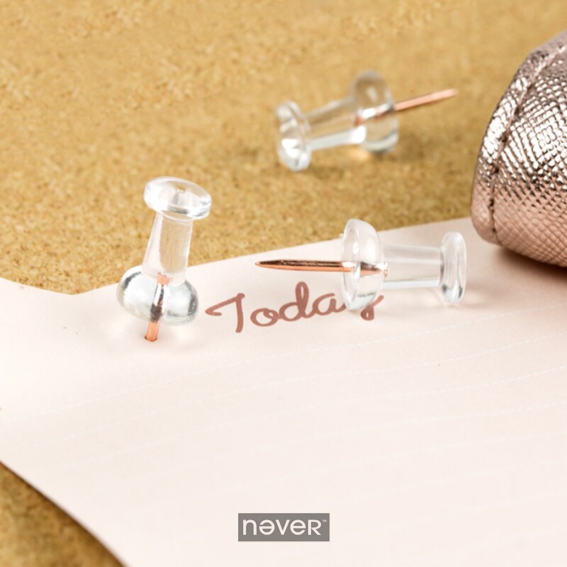 Rose Gold Drawing Plank Nail Plastic Transparent Photo Wall Push Pins Office Pins Plastic Push Pin Office Thumb Tack