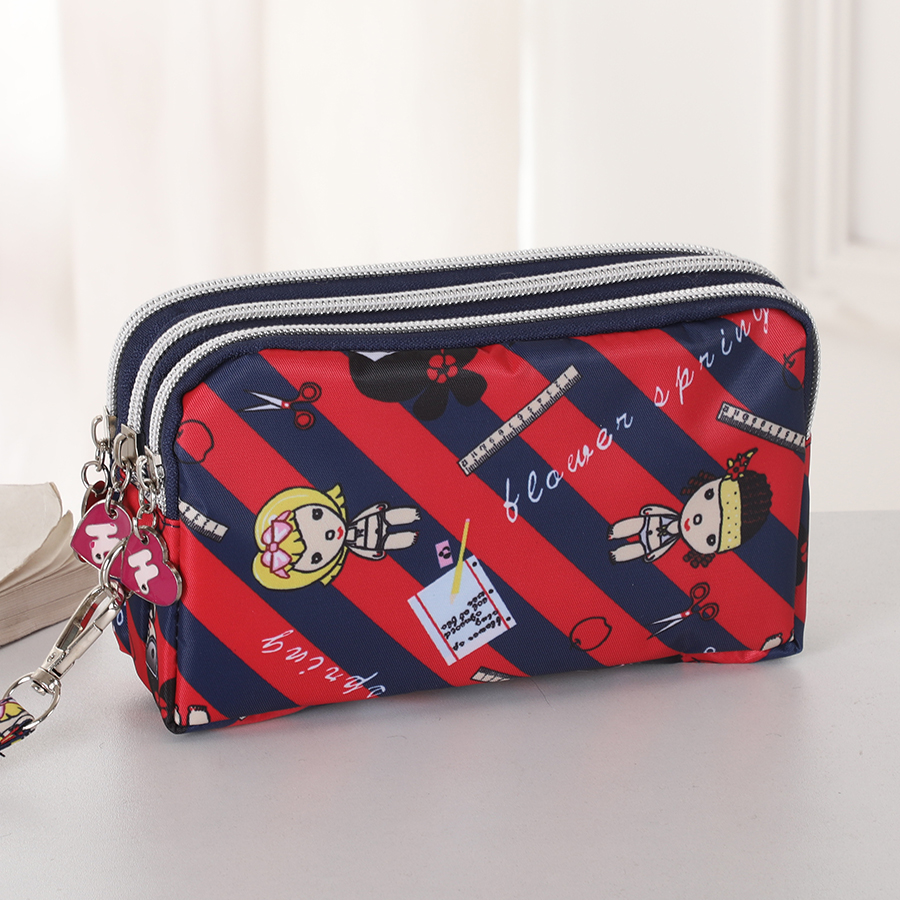 Three-layer Zipper Short Mobile Phone Bag Hand Makeup WOMEN'S Bag Portable Change Waterproof Multi-layer Pocket Bag: Clear