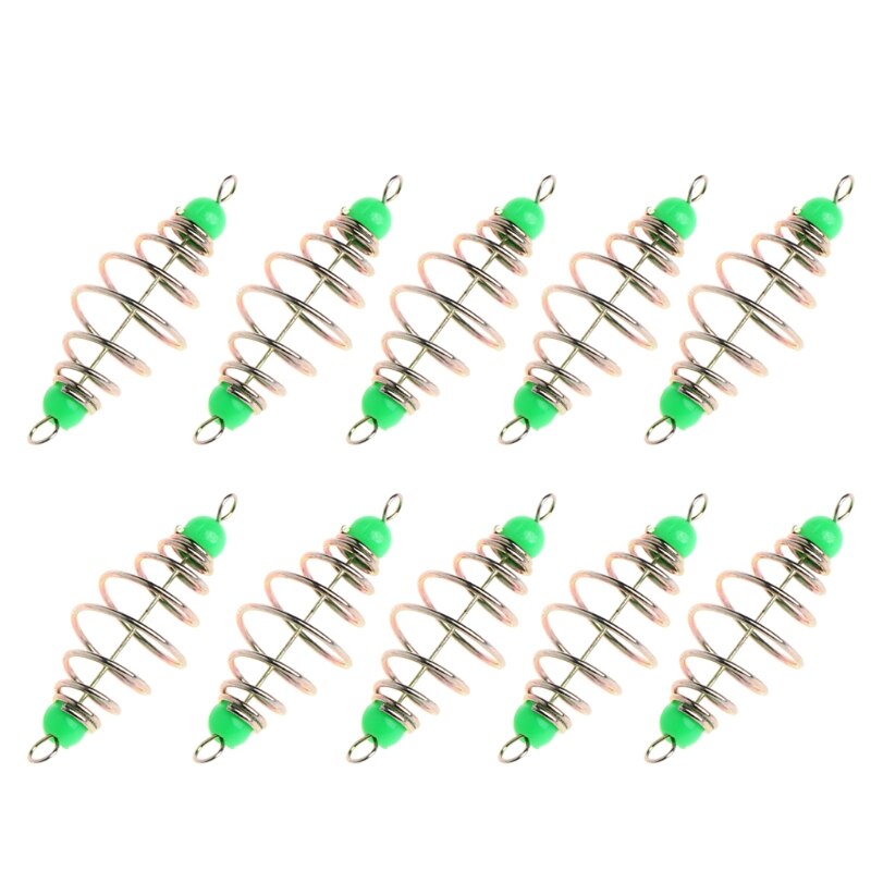 Señuelo de resorte para cebo de pesca, aparejo colgante en línea, alimentador de acero inoxidable, 10 unids/set por juego: size S