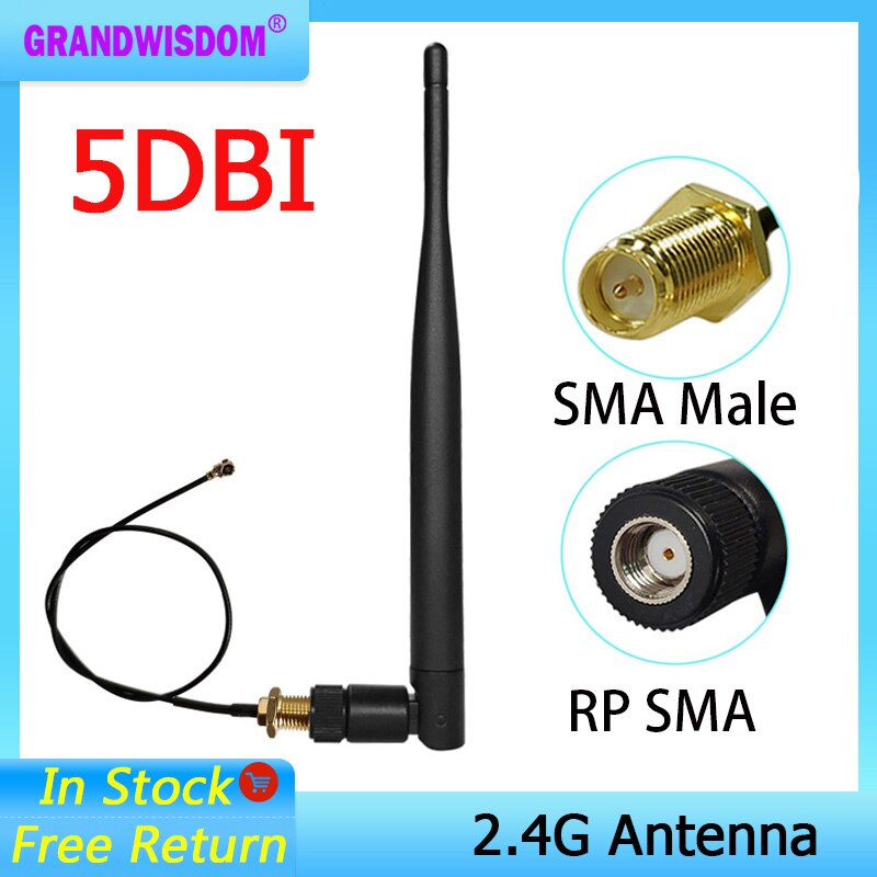 2.4 Ghz Wifi Antenne 5dBi Antenne RP-SMA Male Connector 2.4 Ghz Antena Wi-fi Antenne Iot Pci Card Usb Draadloze router Wifi Booster