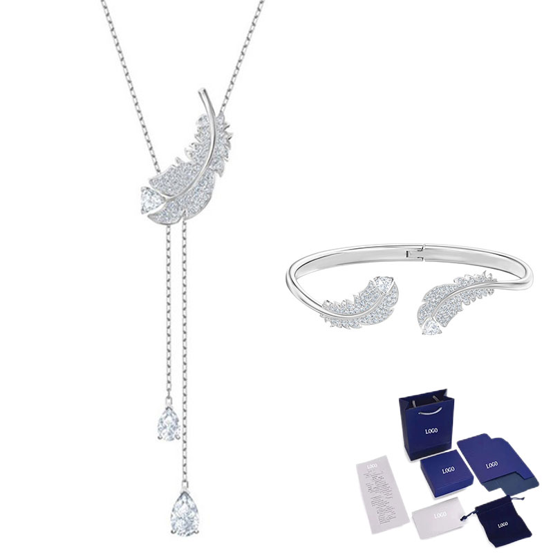 Magnifique ensemble de bijoux en plumes, fleurs et pierres précieuses avec boîte gratuite, lancement haut de gamme, très approprié comme pour votre petite amie: green