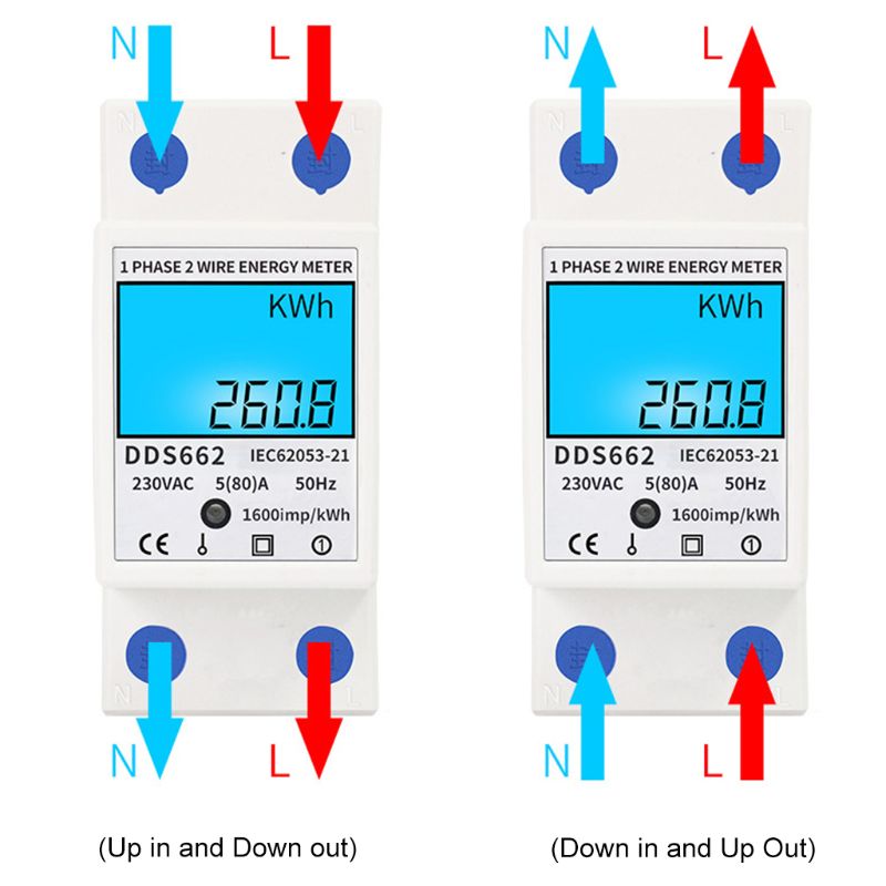LCD Digital Power Consumption Meter Single Phase Energy Meter Watt kWh 230V AC D2TD
