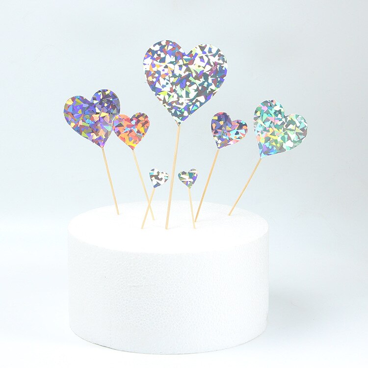Cakelove 7pcs/Set Red Gold Heart Shape Cake Topper with Toothpick Cake Decorations for Wedding Birthday Party Cute Lovely: heart 3