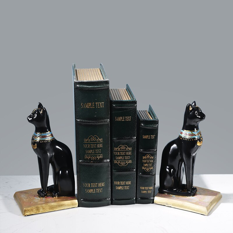 Retro harpiks egyptisk kat dekoration bogstande vintage stativ til bøger justerbar bogreol år boligindretning