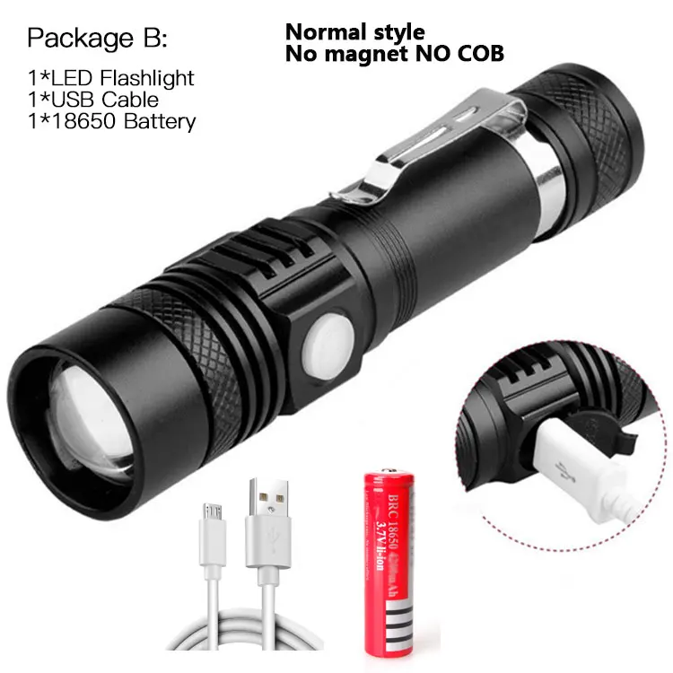 Linterna LED ultrabrillante recargable por USB, luz de bicicleta T6, batería 18650, para ciclismo al aire libre: changeable