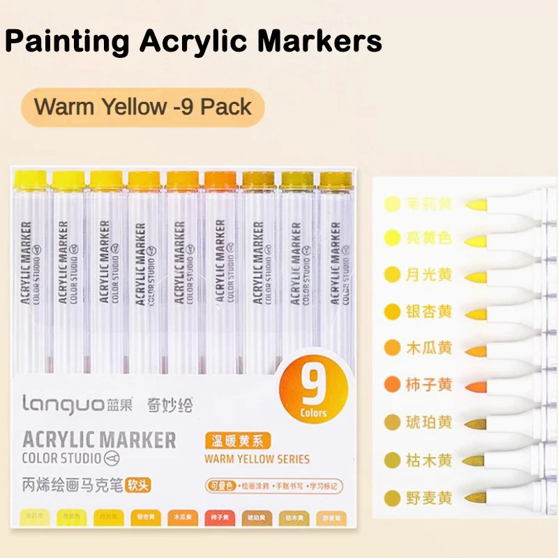 Bolígrafos de pintura acrílica de 9/162 colores, pincel marcador para pintura en roca, piedra, cerámica, vidrio, madera, lienzo, suministros de Arte DIY, papelería