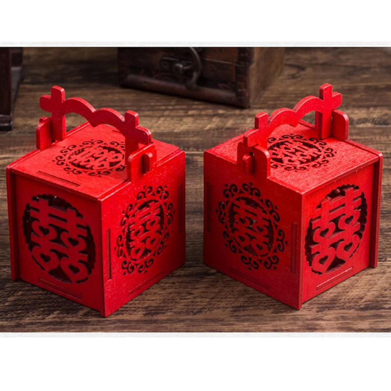 Lorigun – Confezione Da 10 Scatole Porta Confetti In Legno Stile Cinese – Ottagonali Con Nappe E Carattere Xi – Per Matrimonio E Bomboniere - 6