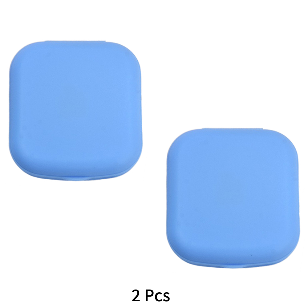 Juego de estuche para gafas de contacto colorido con espejo, pequeño Kit de almacenamiento de inmersión portátil, Mini caja para lentillas, almacenamiento en remojo: Azul cielo