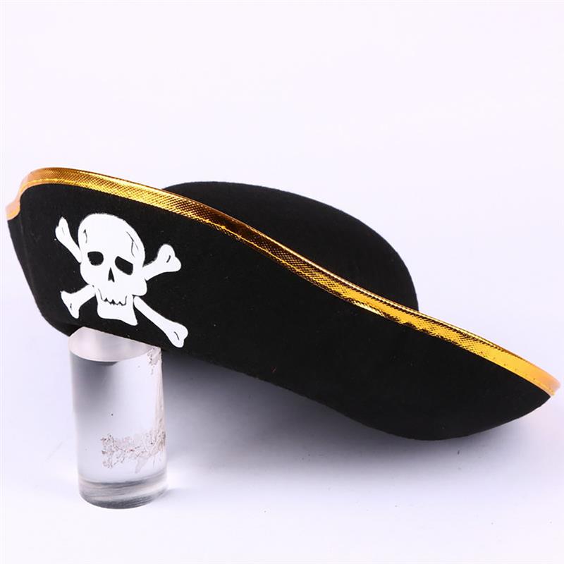 1PC Pirate Hat Halloween Masquerade Cosplay Costume Party Decor DIY Fancy Dress Up (Black+Gold)