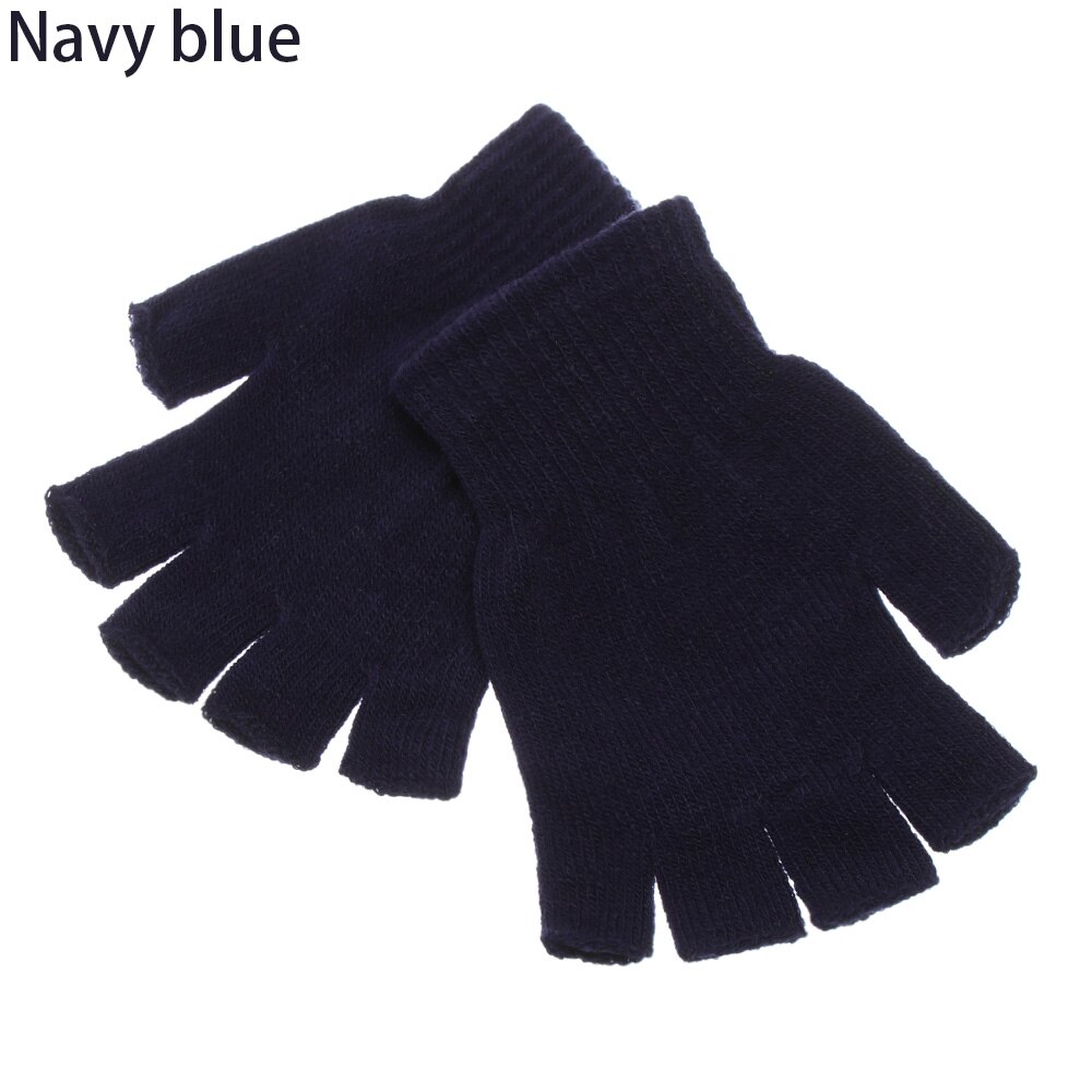 1 paar Wolle Mischung Faux Kaninchen Pelz Frauen Finger Handschuhe Gestrickte Häkeln Winter Dicke Handschuhe Warme Handschuhe Weibliche: andere-Marine Blau