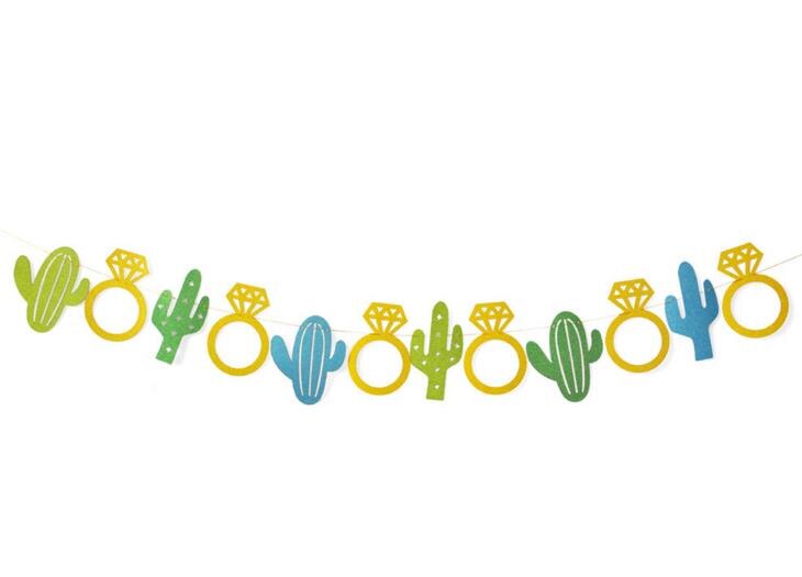 1 Juego de banderines dorados con letras verdes de papel con forma de cactus para Final guirnalda de bandera para decoración de despedida de soltera: 4