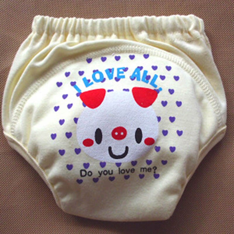 Learning Baby Training Pants Baby Toilet Training Underwear Practice Pants Isolation Urine Breathable Waterproof Cotton Washable: Yellow pig / 90cm