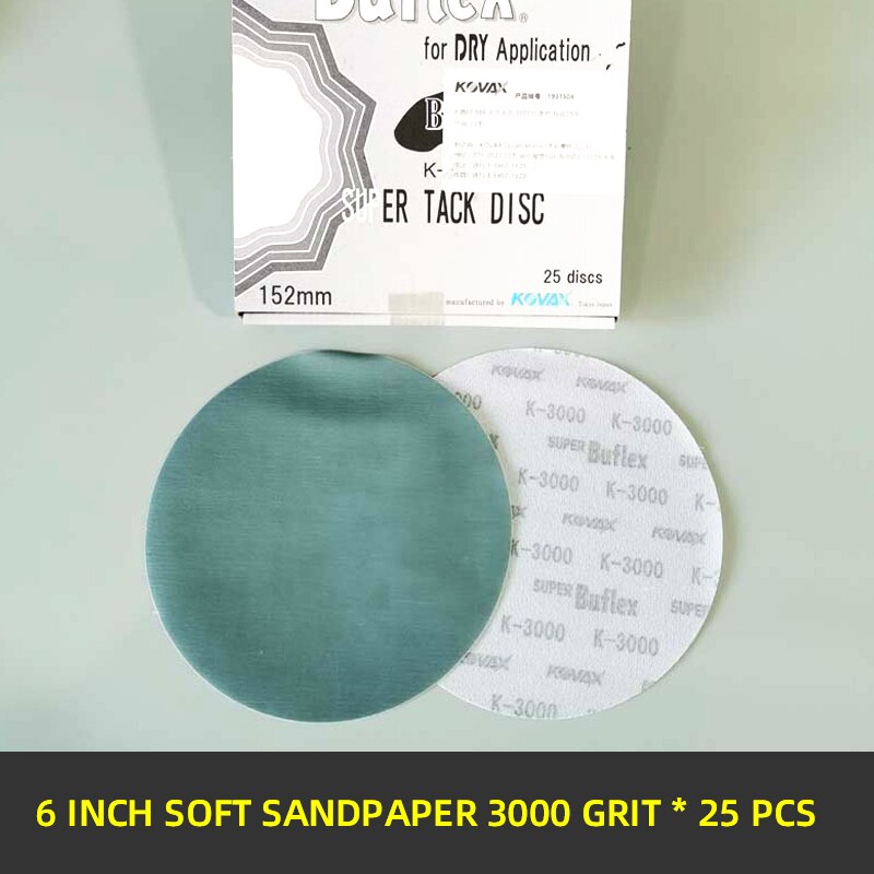 25 PCS KOVAX 6 Inch Sandpaper Round Flocking Car Paint Beauty Fine Sanding 150mm 2000 Grit: 3000 grit 25 pcs