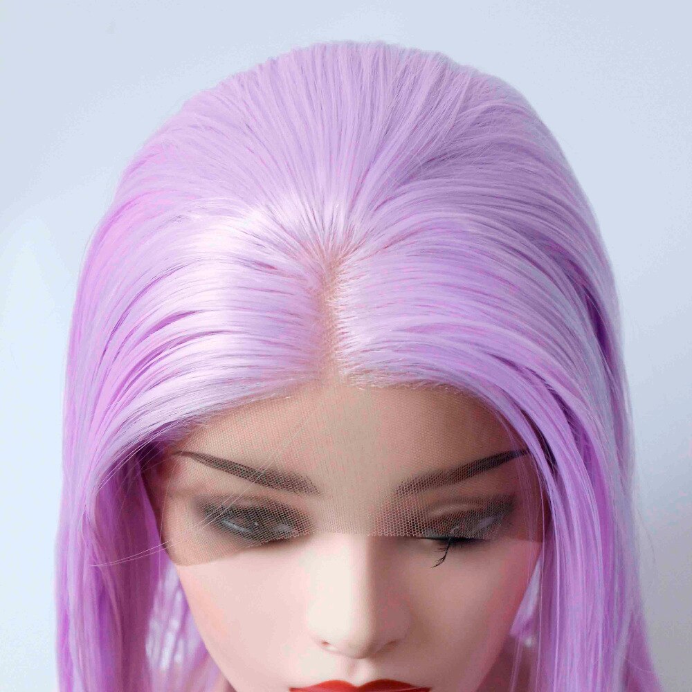 V'NICE-Peluca de lavanda para mujer, pelo liso corto violeta, estilo Bob, pelucas frontales de encaje sintético, peluca de color morado claro