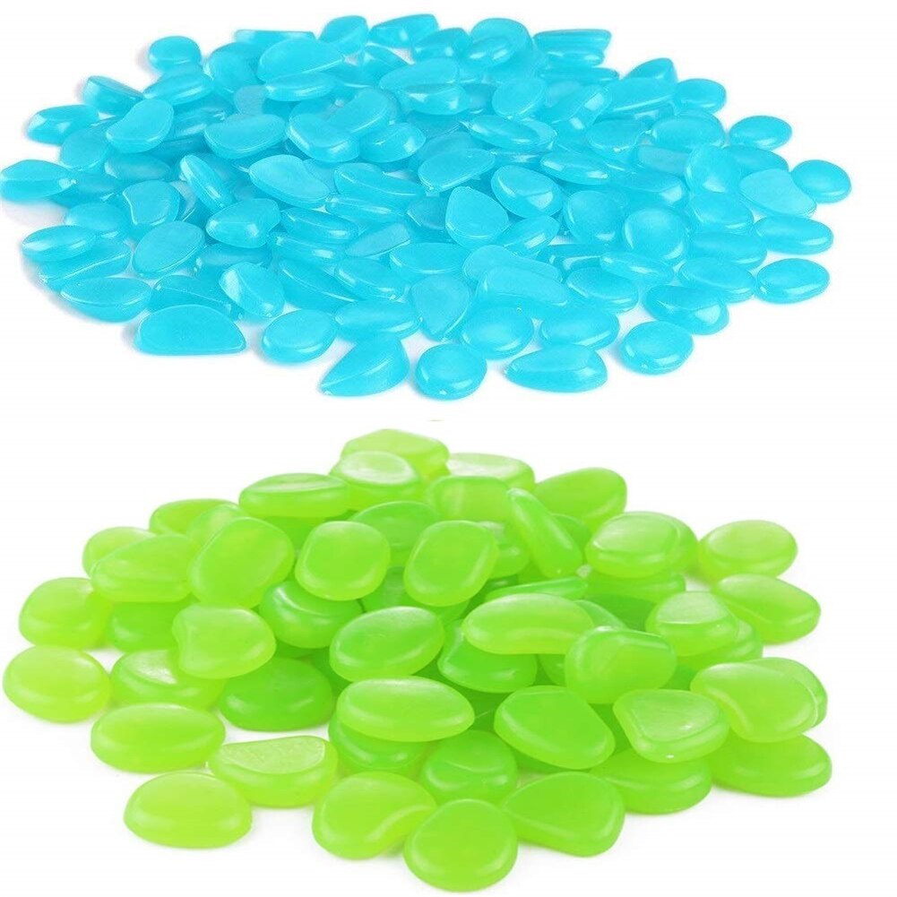 100Pcs Tuin Lichtgevende Steen Glow In Dark Pebble Tuinpad Aquarium Landschapsarchitectuur Decoratie Mooie Gloeiende Stenen: Blue green