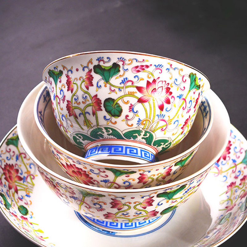 4/5/6inch Chinese Enamel Color Ceramic Tableware Household Soup Rice Bowl Ramen Bowls Kitchen Utensils Porcelain Dinnerware