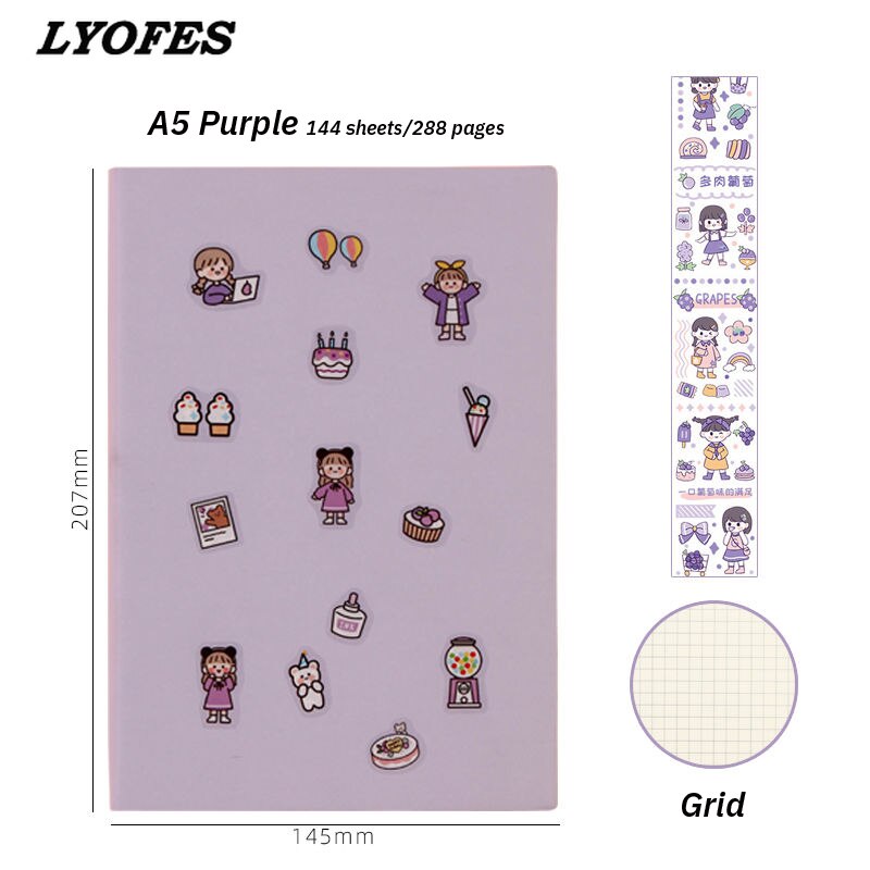 Notebooks Journals Planner Diary Notepad Kawaii Notebook Stationery Cute Grid Budget Book Soft Agenda Office School Supplies