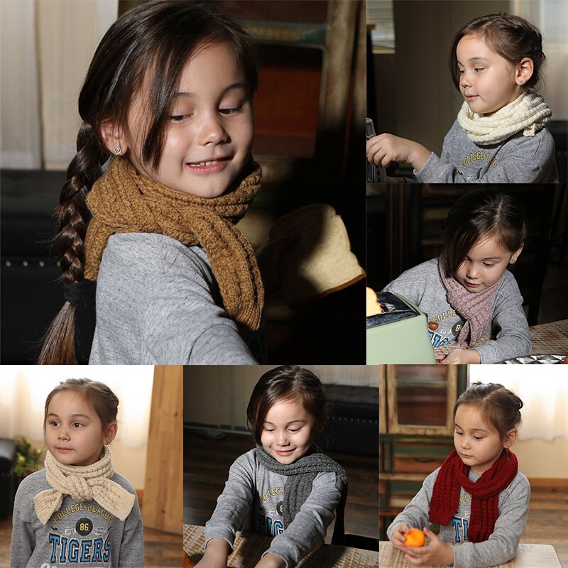 Sciarpa per bambini autunno inverno sciarpe per bambina all&#39;uncinetto tinta unita sciarpe per bambini scaldacollo per bambini calde a maglia all&#39;aperto accessori per bambini