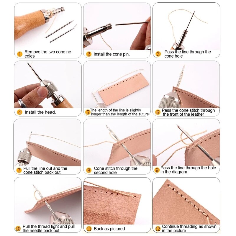 SHWAKK-Kit de costura rápida a mano, aguja e hilo encerado, lienzo de vela, herramientas de reparación pesada, punzón