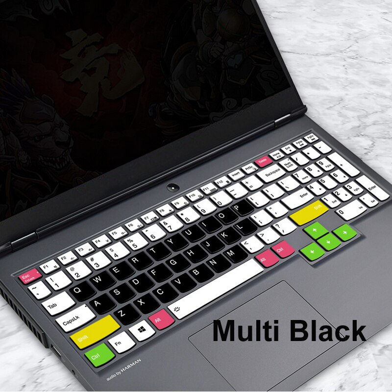 Unique Silicone Waterproof Cover Laptop Keyboards Skin For Lenovo Legion 15.6" R7000/Y7000/R7000P/Y7000P Keyboard Stickers: Multi Black