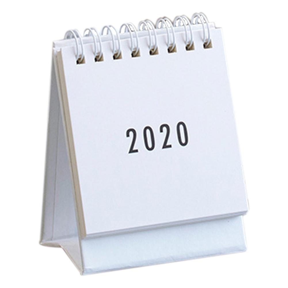 Simple Cute Mini Small Solid Color Desktop Calendar Coil Schedule Desk Table Dates Reminder Timetable Planner: White