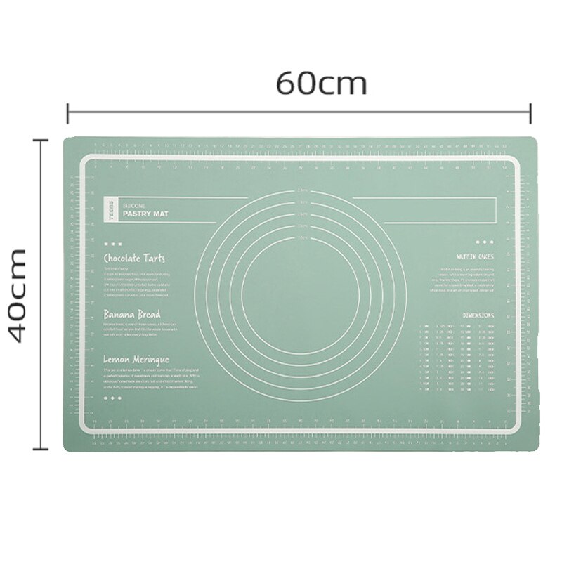 Grand tapis de pétrissage en Silicone de 60CM, tapis de cuisson antiadhésif, pour rouler la pâte épaisse avec planche à pâtisserie à Double échelle pour la cuisine: Fresh Green