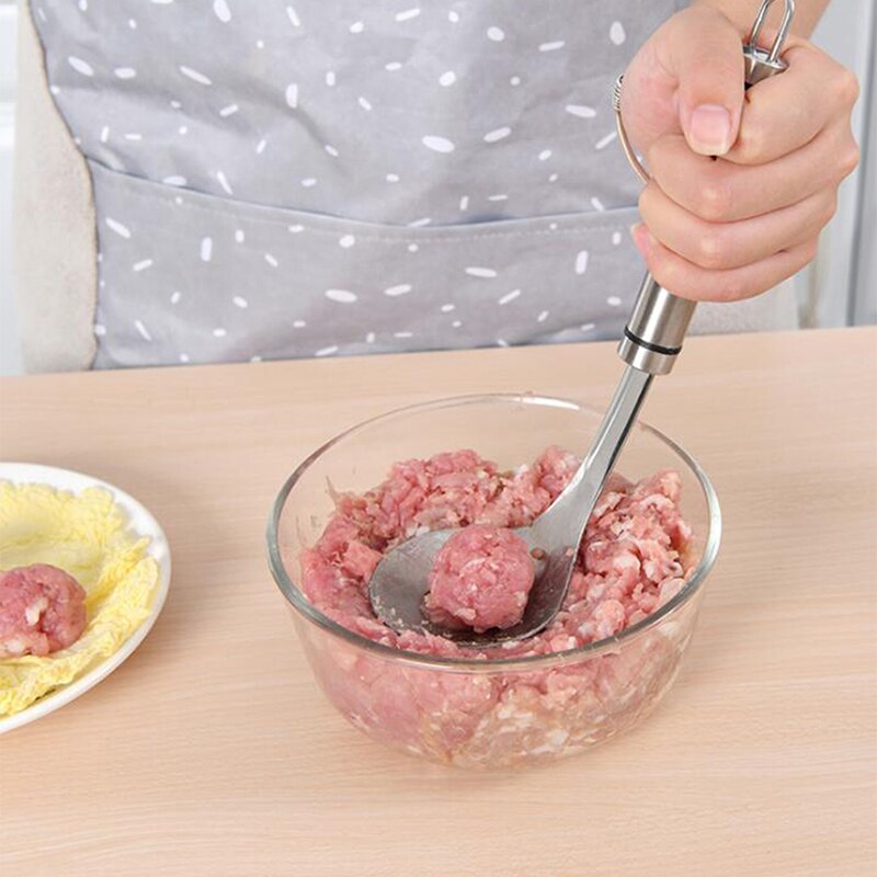 Kjøkken kjøttkule form maker ikke-pinne trykk kjøttkål skje rustfritt stål kjøtt fjærfe baller matlaging kjøkkenverktøy