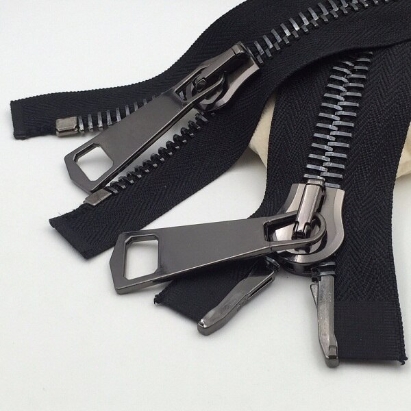 big zipper #15 metal zipper for sewing double sliders for wind coat down jacket bags repair 85cm 100cm 1piece black white zip: black gun black / 100cm
