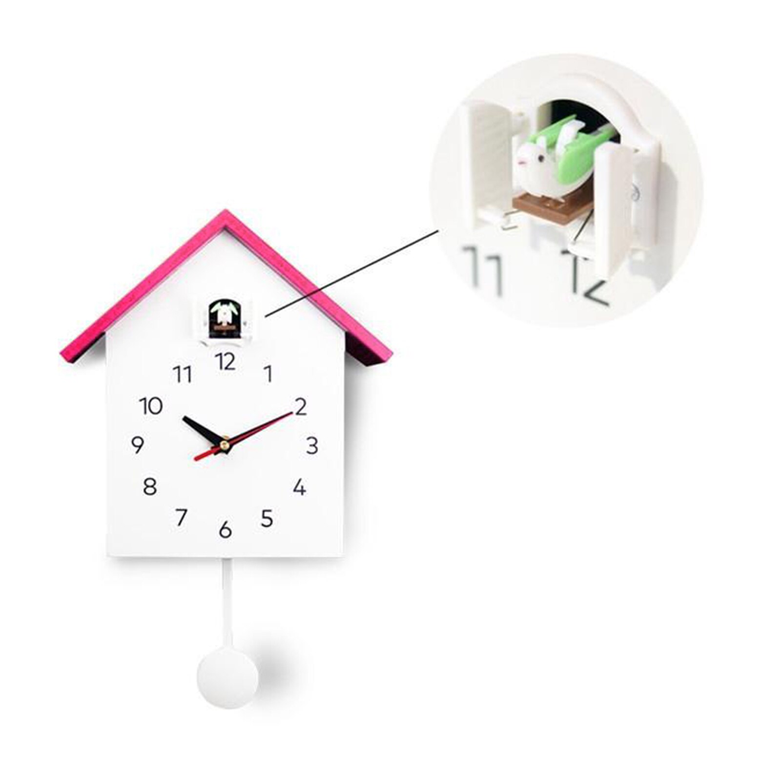 Reloj de cuco colgante para niños, Péndulo de pájaro, gabinete de mesa, casa de pájaro, dormitorio, silencioso, decoración de escritorio