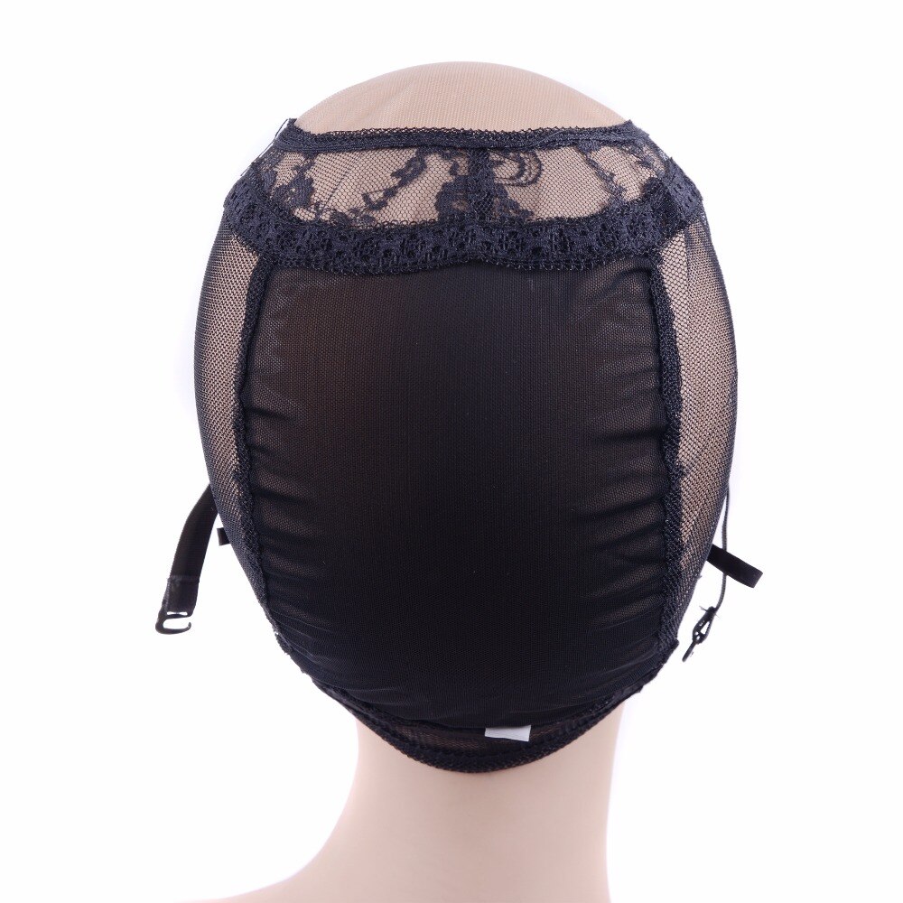 Bonnet de perruque u-part 4 "* 4", pour la fabrication de perruques avec bretelles ajustables, tissages sans colle, en maille
