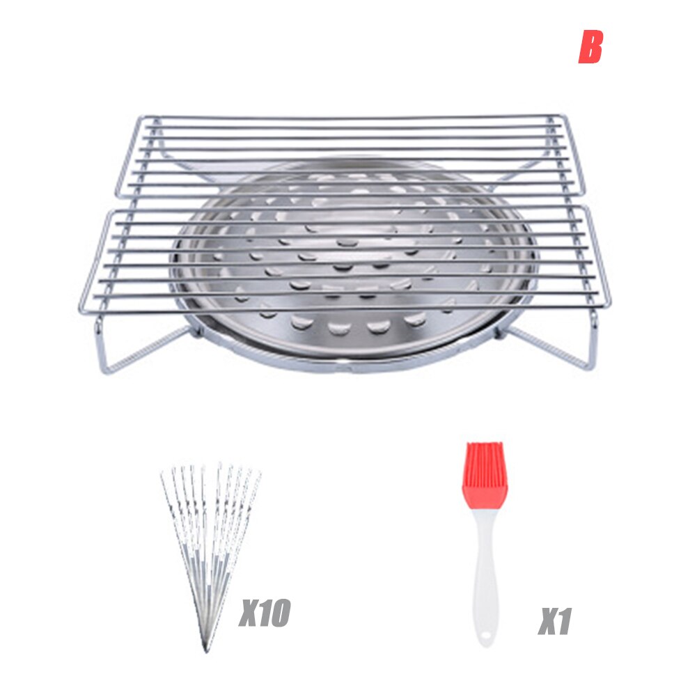 Stainless Steel BBQ Grill Barbecue Cooker Outdoor Cooking Stove Stainless Barbecue Accessories for Home Park Use MSU88: b