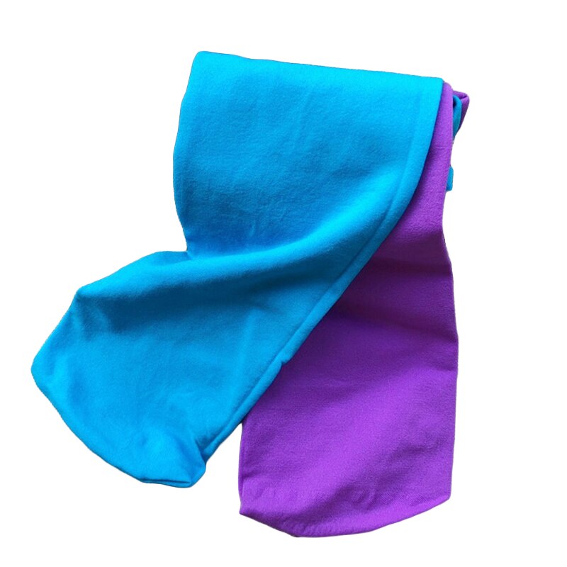 printemps et automne fille couleur bébé velours Ballet collants enfants deux couleurs couture Leggings AB chaussettes enfants danse collants: Turquoise-Purple