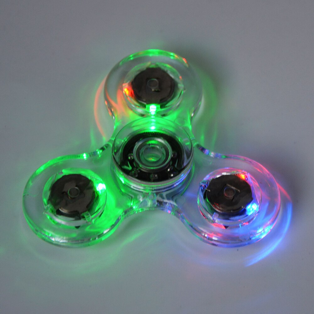 Led Licht Spinner Met Switch Plastic Edc Hand Speelgoed Voor Autisme En Adhd Relief Focus Angst Stress Speelgoed Rainbow