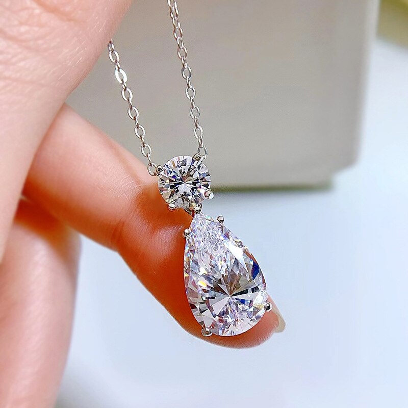 Oevas 100% 925 sterling silber wasser hochkohlenstoff diamant anhänger halskette ohrringe für damen funkelnder feiner schmuck