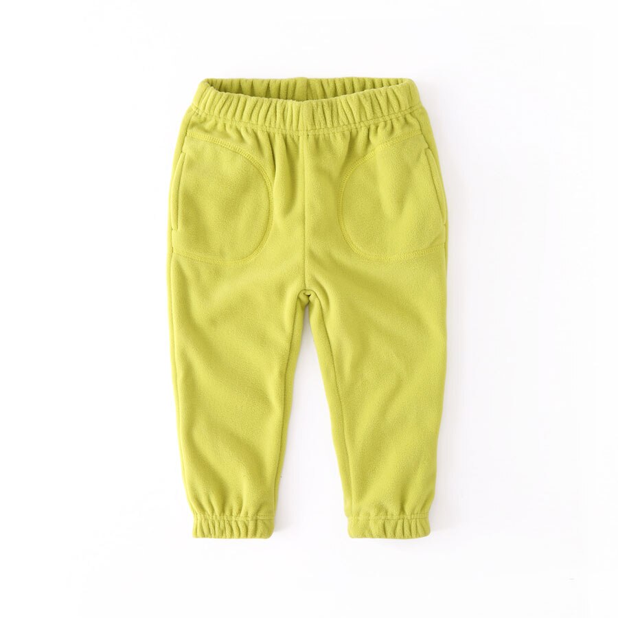 Svelte børn drenge piger casual polar fleece solide bukser til forår efterår unisex børn sportsbukser til 2-7y: Gul grøn / 6t