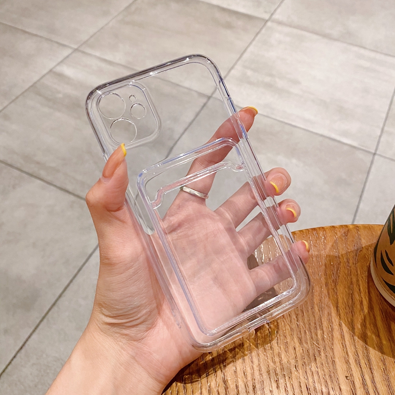 Funda de teléfono transparente para iPhone, 11, 12, 13, 14 Pro, X, XS, Max, XR, 7, 8 Plus, SE, funda de silicona suave, BILLETERA, tarjetero