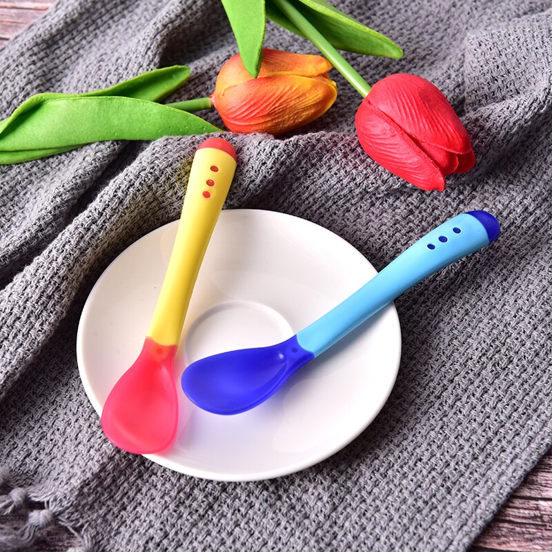 1pcs Baby Soup Spoon Safety Heat Sensitive Color Change Thermochromic Spoon