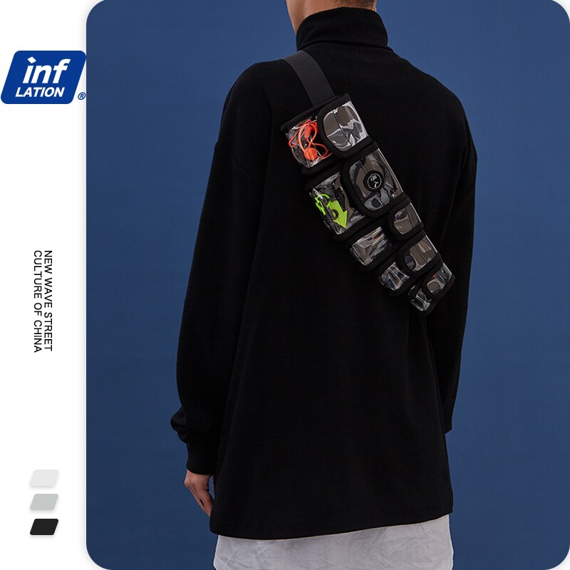 inflacja Reflctive saszetka biodrowa s Multi paczki wodoodporna męska saszetka biodrowa dupa Streetwear biodro chmiel męska funkcja woreczek 186AI2018