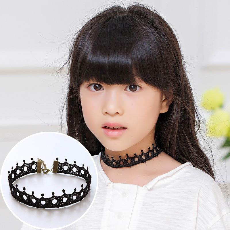 1PC Hübsche Mädchen Schwarz Multi Schicht Spitze Halskette Kinder Exquisite Gothic Stretch Choker Schmuck Kinder Halskette: 3