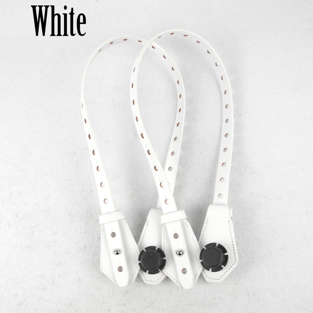 1 Pair Bidirectional Adjustable Length Flat Leather Belt Handle with Clasp for Obag Basket Bucket City Chic Women Handbag O Bag: white