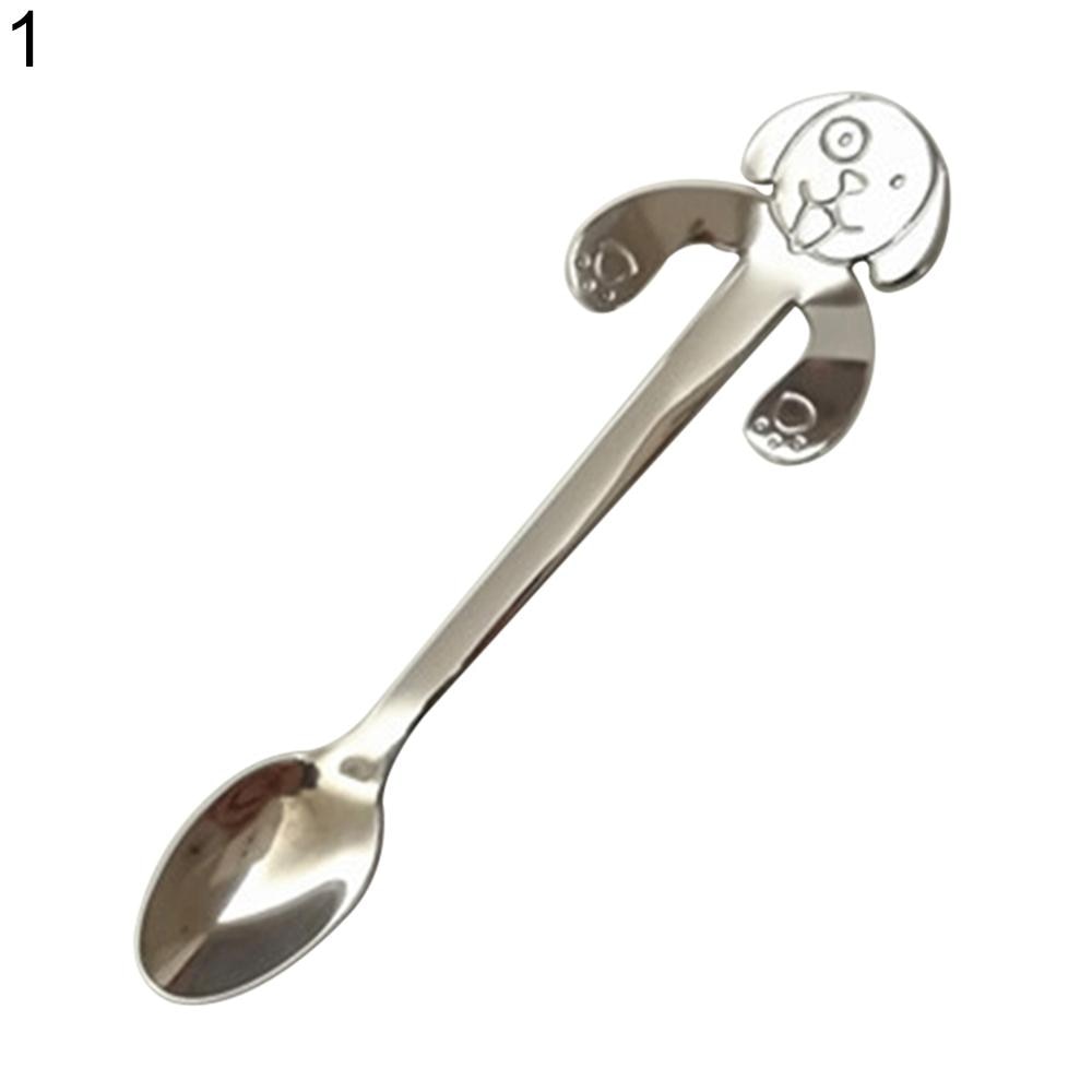 Cute Pet Dog Puppy 304 Stainless Steel Coffee Stirring Spoon Ice Spoon Teaspoon Tea Spoon Dessert Scoop Long Handle Tableware