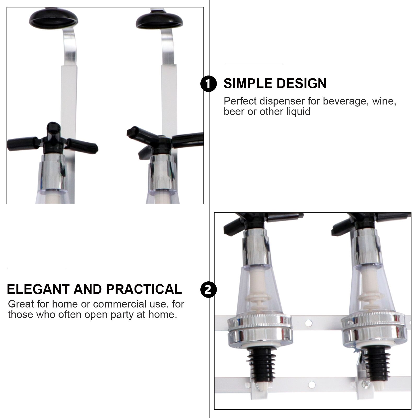 4-Bottle Liquor Dispenser Wall Mounted Bottle Beverage Stand Wall Bracket Drink Beer Wine Dispenser For Bar Home Party Favors