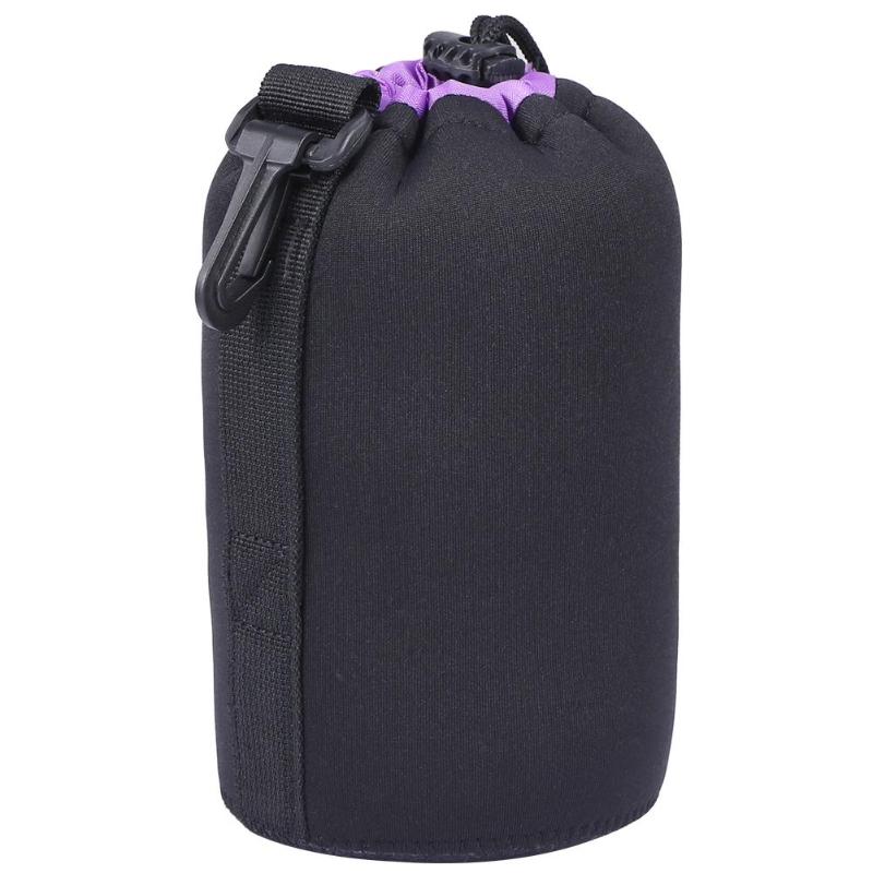 Camera Lens Pouch Bag Neoprene Waterproof Soft Video Full Size S M L XL Camera Lens Fleece Drawstring Protector: Purple L